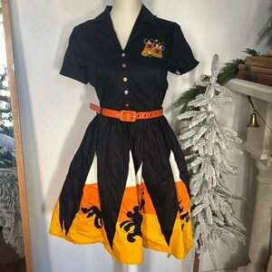 Her Universe Black and Orange Midi Dress